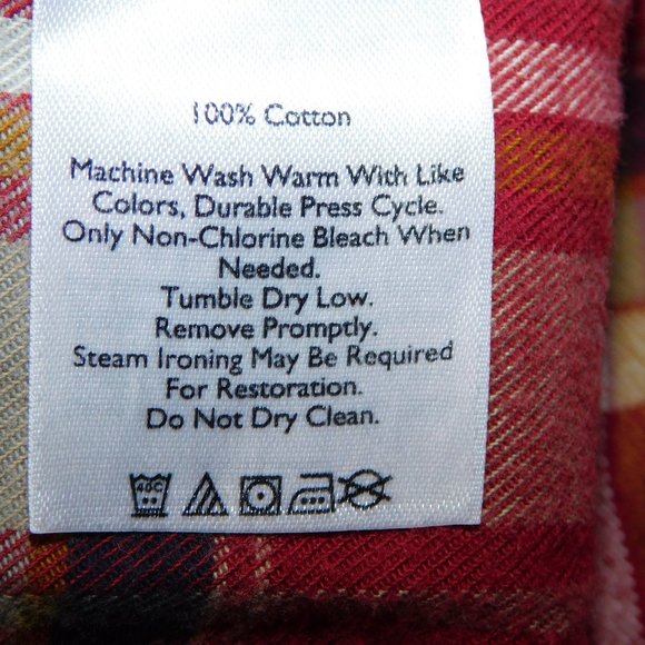 Eddie Bauer Men S Relaxed Fit Red Cream Blue Plaid Button Front LS Flannel Shirt - Picture 3 of 9